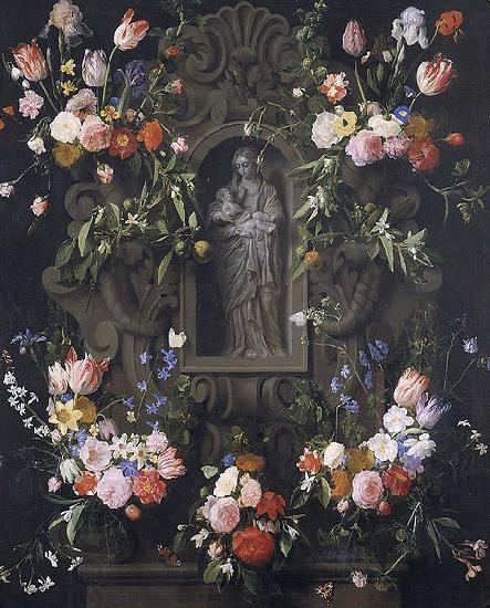 Daniel Seghers Garland of flowers with a sculpture of the Virgin Mary China oil painting art
